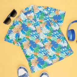 Pantaloons Junior Kids Blue & Green Printed Shirt-image-4