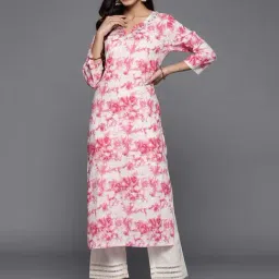 Varanga Pink & White Cotton Tie & Dye Straight Kurta-image-33