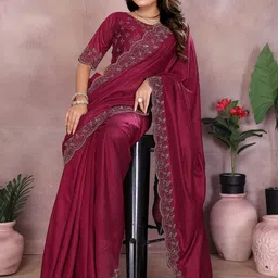 LeeliPeeri Designer Embellished Zari Heavy Work Saree image 5