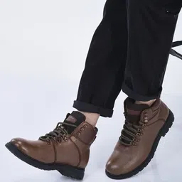 FAUSTO Men Round Toe Block Heeled Hiking Boots-picture-26