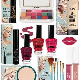 FOPE Set Of 15 Foundation Compact Mascara Lipstick Nail Polish & Brush Set image 1