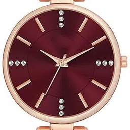 mahavira collection Trending Premium Quality Maroon Dial Rose Gold Plating Wrist Watch Analog Watch - For Women Atractive Luxury Premium Maroon Color Smooth Finish Professional Girls Watch image 3