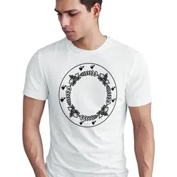 Seekbuylove Men Holly Wreath Printed Round Neck Short Sleeves Bio Finish Cotton T-shirt image 2