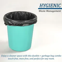 HOMESTIC Green Plastic Open Waste Bin With Garbage Bag Set 10 L image 5