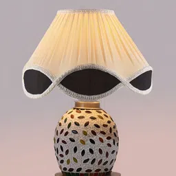 Aura Off White & Black Textured Glass Frustum Shaped Table Lamp image 4