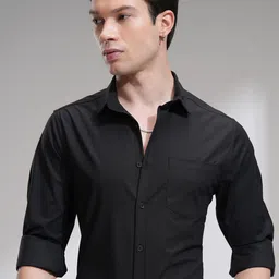 HIGHLANDER Men Spread Collar Solid Casual Shirt-picture-13
