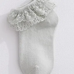 Kidofash Cotton Net & Floral Detailed Socks - Grey image 1