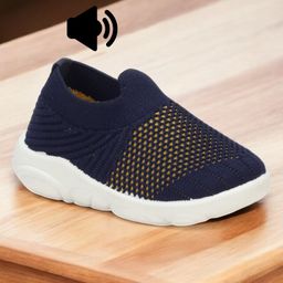 Lil Lollipop Mesh Designed Slip On Musical Shoes - Navy Blue-picture-4