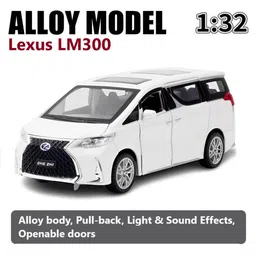 ADKD 1:32 Scale Die Cast Lexus LM300 Car Model Metal Car with Openable Doors & Pull Back with Sound and Light - (Colour May Vary/ Random Color)-image-45