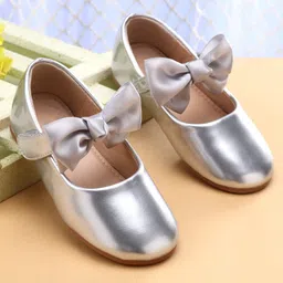 Babyoye Velcro Closure Ballerina With Bow Applique - Silver-picture-26