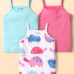 kookie kids india Kookie Kids Single Jersey Knit Sleeveless Slips With Polka Dots & Turtoise Print Pack of 3 - Dark Pink & Light Blue-picture-36
