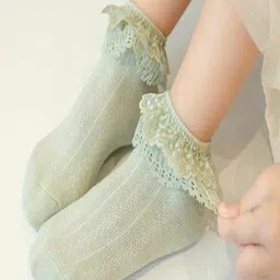 Kidofash Cotton Net & Floral Detailed Socks - Grey image 3