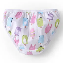 Babyhug 100% Cotton Knit Panties with Ice Cream & Polka Dots Print Pack of 3 - Light Green Pink & White image 3