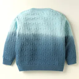 Babyoye 100% Cotton Knit Full Sleeves Pullover with Bear Embroidery - Light Blue image 3