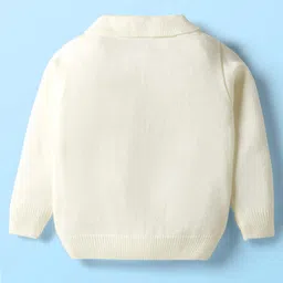 Babyhug Knit Full Sleeves Solid Coloured Sweater Set With Cable Knit Design - White image 3