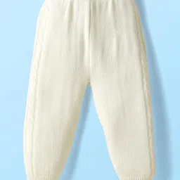 Babyhug Knit Full Sleeves Solid Coloured Sweater Set With Cable Knit Design - White image 4