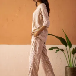 SAY Cream Printed Night Suit image 4