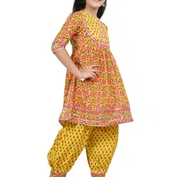 BAESD Girls Floral Printed Panelled Gotta Patti A-Line Kurta with Patiala image 4