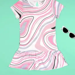 Be Awara Girls Pink Cotton Relaxed Fit Printed Dress-image-15