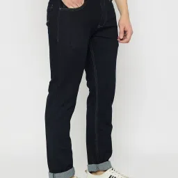 Duke Navy Blended Smart Fit Solid Jeans image 4