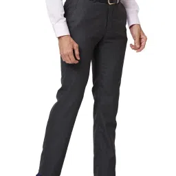 Raymond Grey Slim Fit Texture Trousers image 4