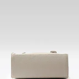 Carlton London Beige Medium Leather Satchel image 4