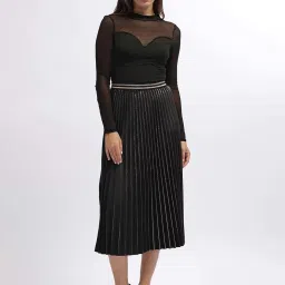 Centrestage Black Pleated A-Line Skirt image 4