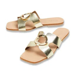 Code by Lifestyle Women's Gold Casual Sandals image 4