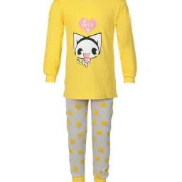 Passion Petals Kids Yellow & Offwhite Printed T-Shirt with Pajamas-picture-14