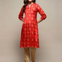 Biba Red A-Line Printed Kurta image 4