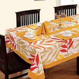 Swayam Yellow & Red 4 Seater Cotton 200 TC Table Cloth - Set of 1-image-45