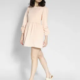 American Eagle Outfitters Peach Cotton Regular Fit A Line Dress image 4