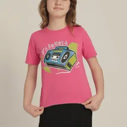 VERO MODA GIRL Raspberry Sorbet Cotton Printed T-Shirt-picture-13