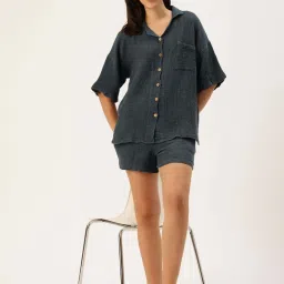 Clt.S Blue Cotton Regular Fit Shorts Set image 4