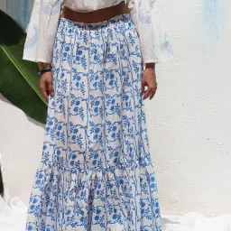 Chidiyaa Walk In the Clouds Stella Handprinted Cotton Skirt image 4