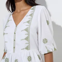 LOV by Westside White Embroidered Peplum Top image 4