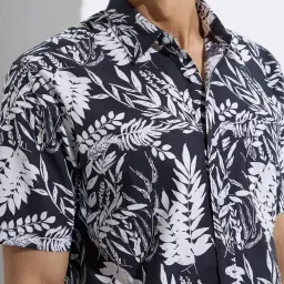 WES Casuals by Westside Charcoal Printed Relaxed-Fit Cotton Shirt image 4