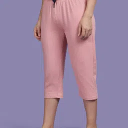 Kryptic Dusty Pink Cotton Plain Capris image 4