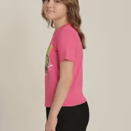 VERO MODA GIRL Raspberry Sorbet Cotton Printed T-Shirt image 3