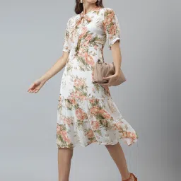 Latin Quarters Ivory Printed A Line Dress image 4