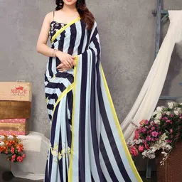 MIRCHI FASHION Striped Leheriya Saree image 4