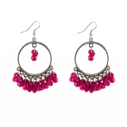 creative frogs Combo Silver Oxidize Pink & Coins Earrings for Girls image 5