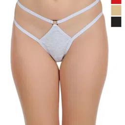 SELFCARE Pack of 4 Low Waist Cotton Thong Briefs-SN2846 image 1