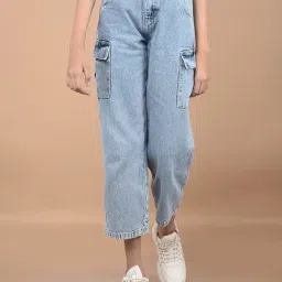 Crimsoune Club Girls Blue Solid Jeans-image-55