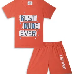 Vimal Jonney Kids Mint Green & Rust Printed T-Shirt Set image 4