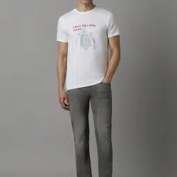 Louis Philippe White Cotton Slim Fit Printed T-Shirt image 4