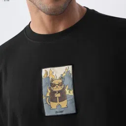 The Souled Store Black Loose Fit Print T-Shirt image 4