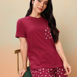 Mast & Harbour Pure Cotton Conversational Printed T-shirt With Pyjamas-picture-34