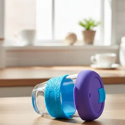 TASKHOUSE Transparent & Blue 2 Pieces Glass Dishwasher Safe Cups 350ml image 2