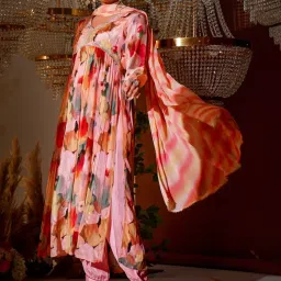 Zolo Label Peach Printed Kurta Salwar Set With Dupatta image 4